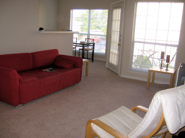 The living room, from the entrance of our apartment.