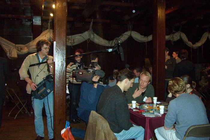 TV crew filming Kolonisten players.