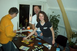 Mieke, Jaap and Sasha after the first game.