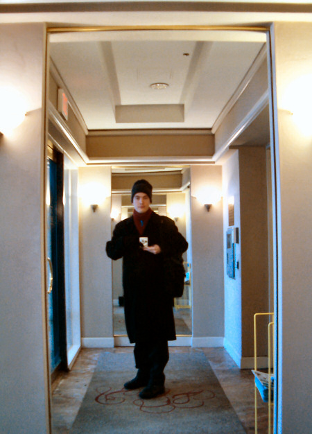 Ready for walking to work on a cold winter day.