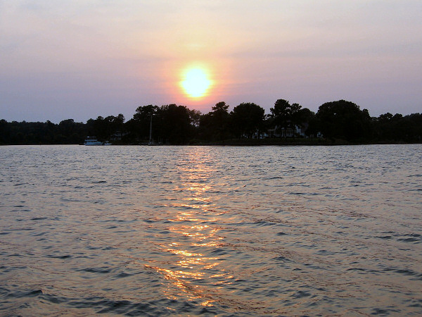 Overlooking the water.