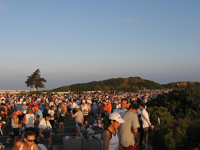 Crowd at the start of the half marathon.